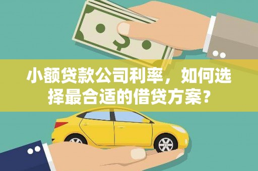 仙居小额贷款公司利率，如何选择最合适的借贷方案？